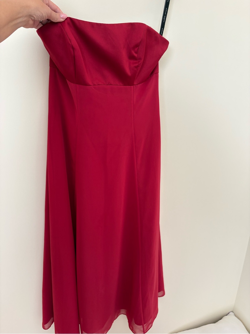 Strapless Red Midi Dress - Elegant Evening Wear